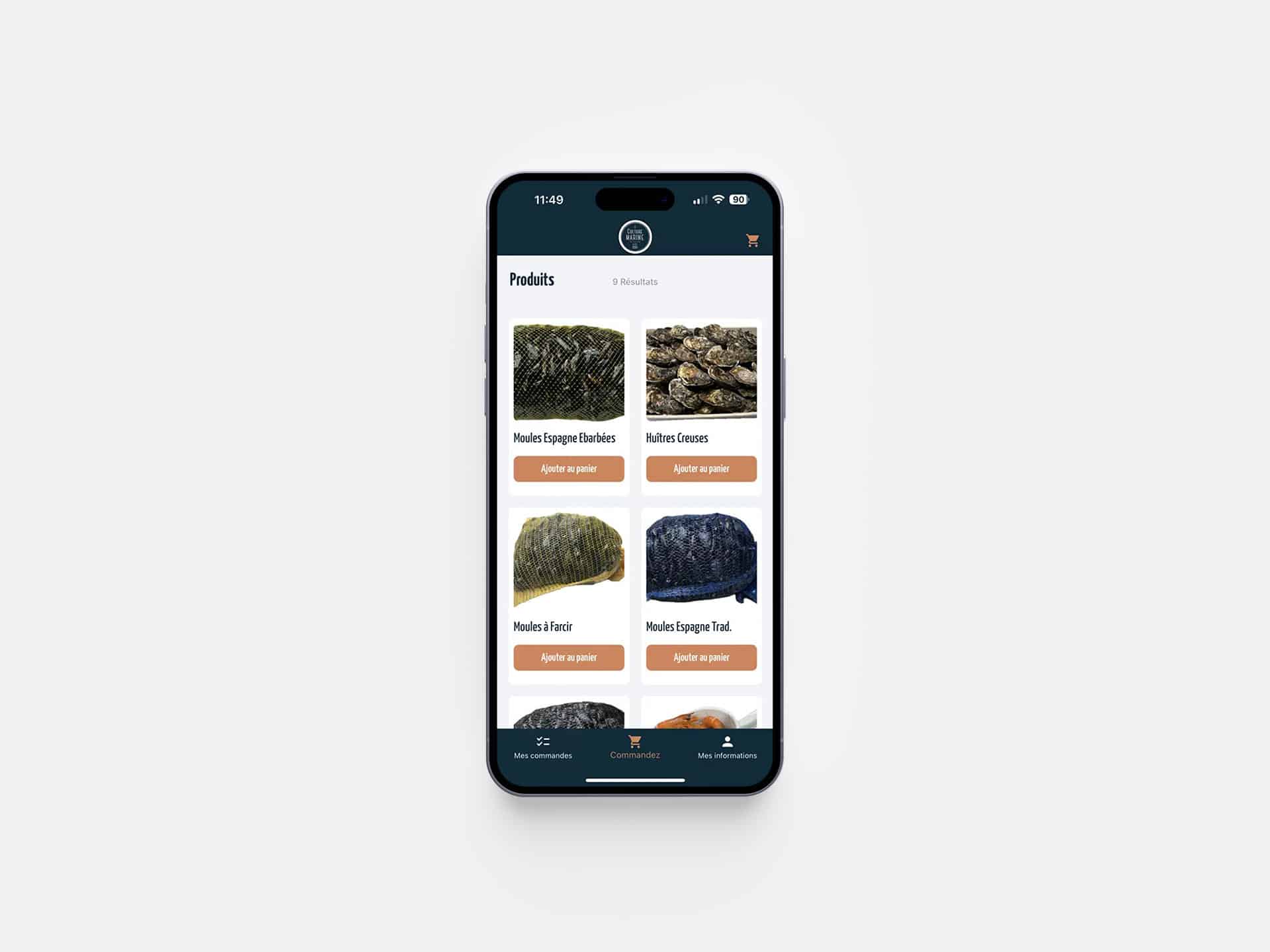 Visuel du projet Application smartphone Flutter de prise de commande